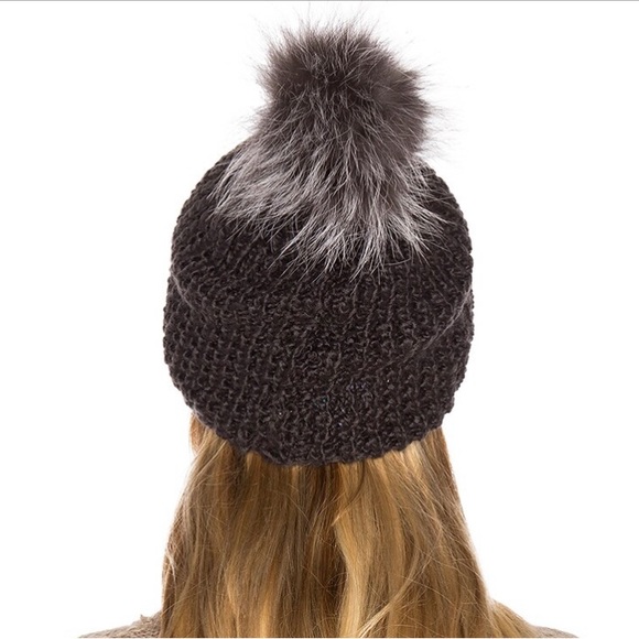 JOCELYN FUR POM KNIT BEANIE